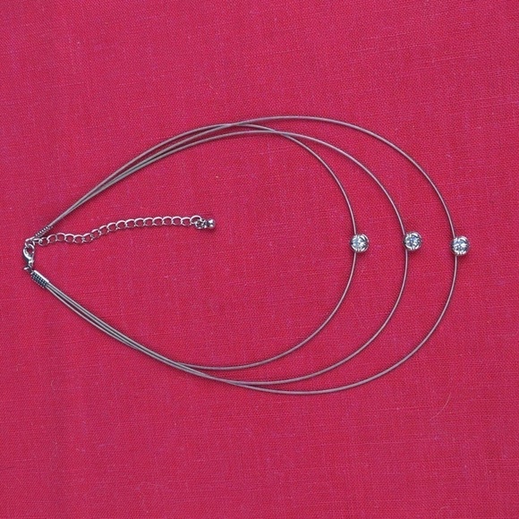 Three Tiered Necklace With CZ Crystals - Picture 1 of 7